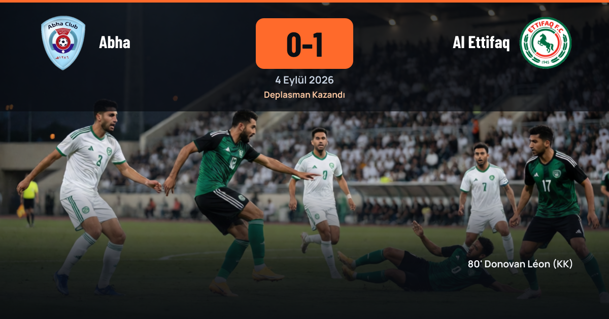 Abha ve Al Ettifaq futbolcuları Pro League maçında mücadele ederken