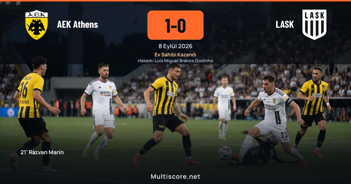 AEK Atina ve LASK arasında oynanan Şampiyonlar Ligi play-off maçından bir kare