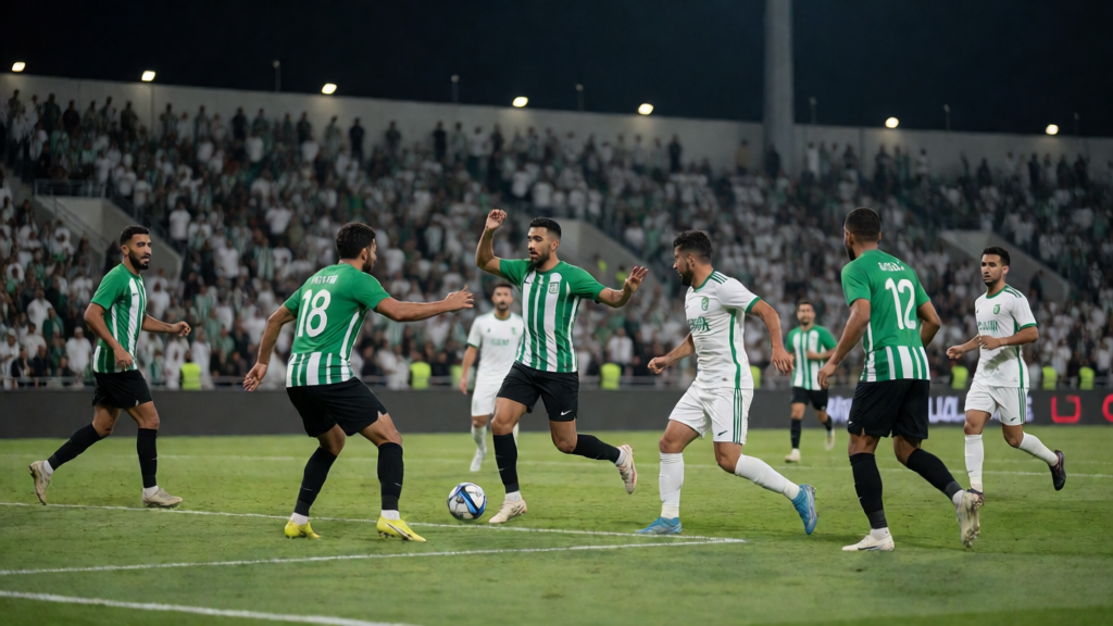 Al Ittihad ve Al-Fayha futbolcuları maç öncesi sahada