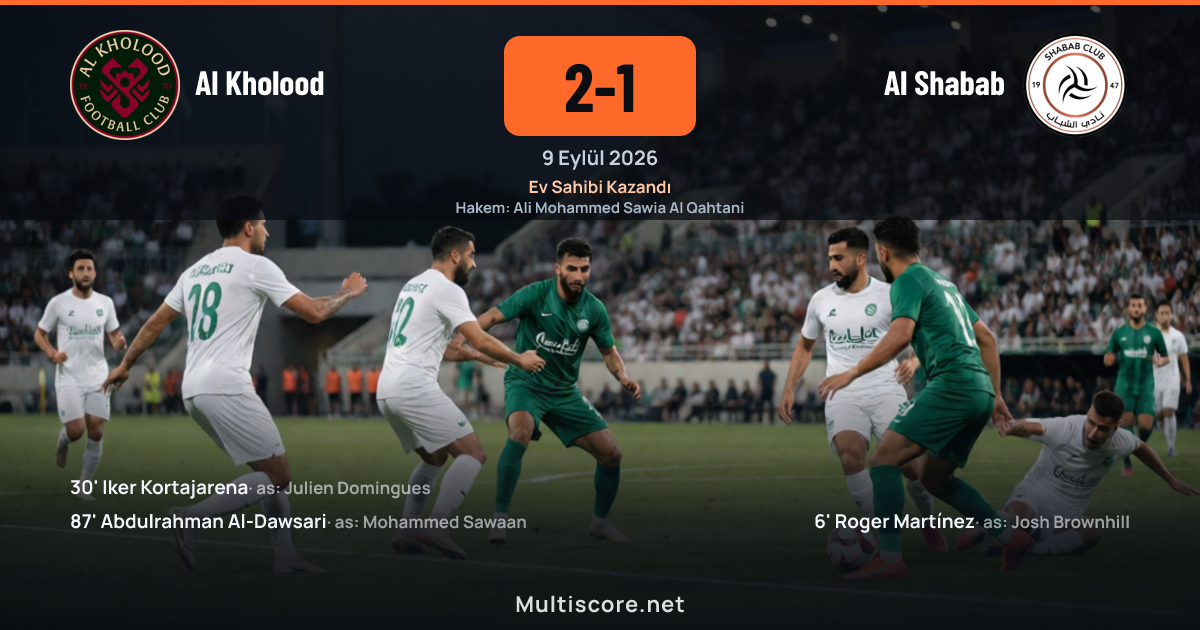 Al Kholood 2-1 Al Shabab maçından bir görüntü