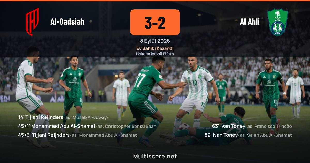 Al-Qadsiah ve Al Ahli oyuncuları Pro League maçında mücadele ediyor