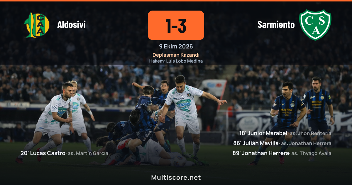 Aldosivi 1-3 Sarmiento maç sonucu, Liga Profesional de Fútbol
