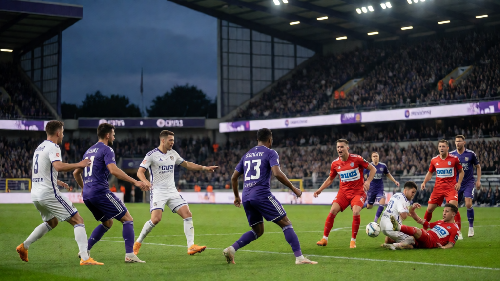 Anderlecht ve KV Kortrijk futbolcuları maç öncesi sahada