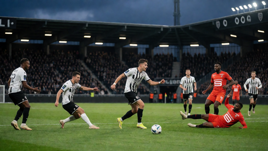 Angers SCO ve Rennes futbolcuları Ligue 1 maçında