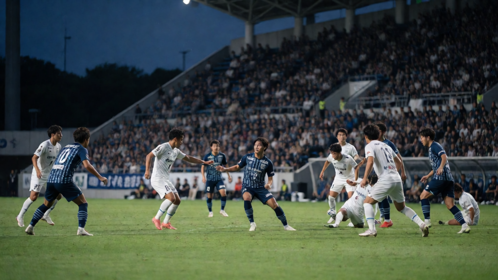 Avispa Fukuoka ve Mito Hollyhock futbolcuları J1 League maçında