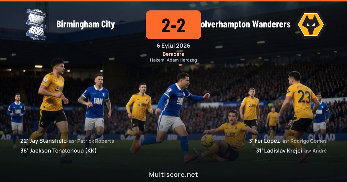 Birmingham City ve Wolverhampton Wanderers oyuncuları maç sırasında