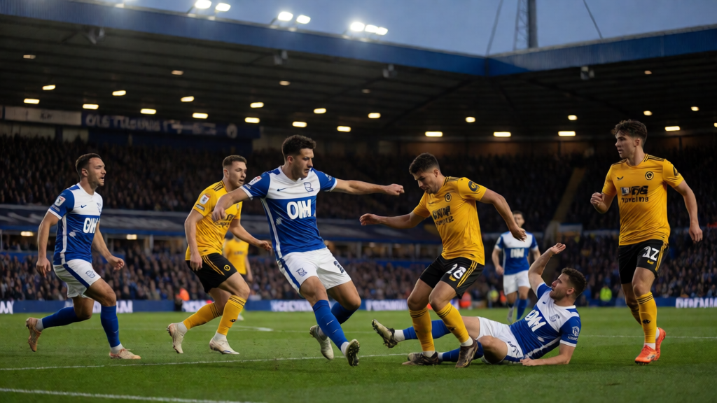 Birmingham City ve Wolverhampton Wanderers futbolcuları maç öncesi sahada