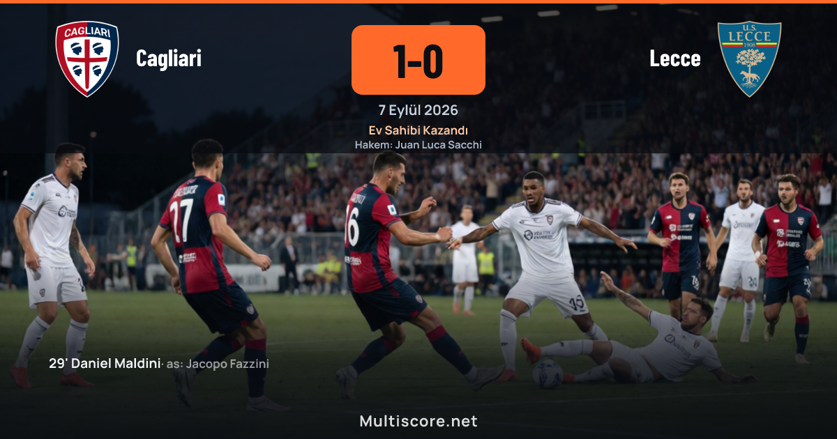 Cagliari ve Lecce futbolcuları Serie A maçında mücadele ederken