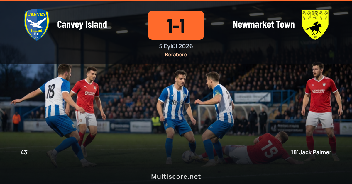 Canvey Island ve Newmarket Town futbolcuları FA Cup maçında mücadele ederken