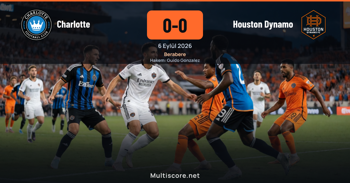 Charlotte FC ve Houston Dynamo futbolcuları MLS maçında mücadele ederken