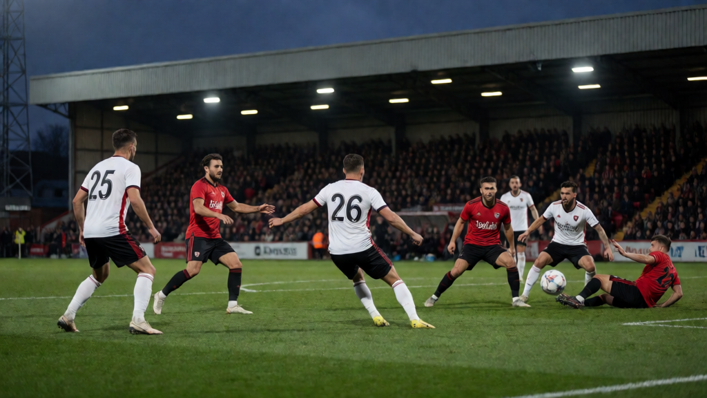 Dartford ve Westfield takımlarının FA Cup maçı öncesi sahada mücadele görüntüsü