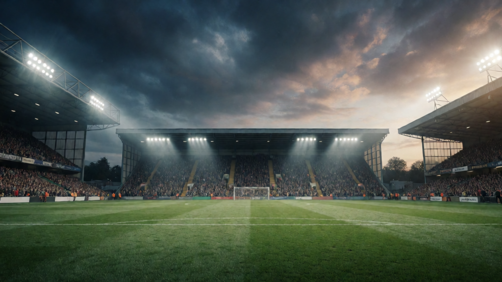 Droitwich Spa ve Hanley Town FA Cup maçı öncesi stadyum görünümü