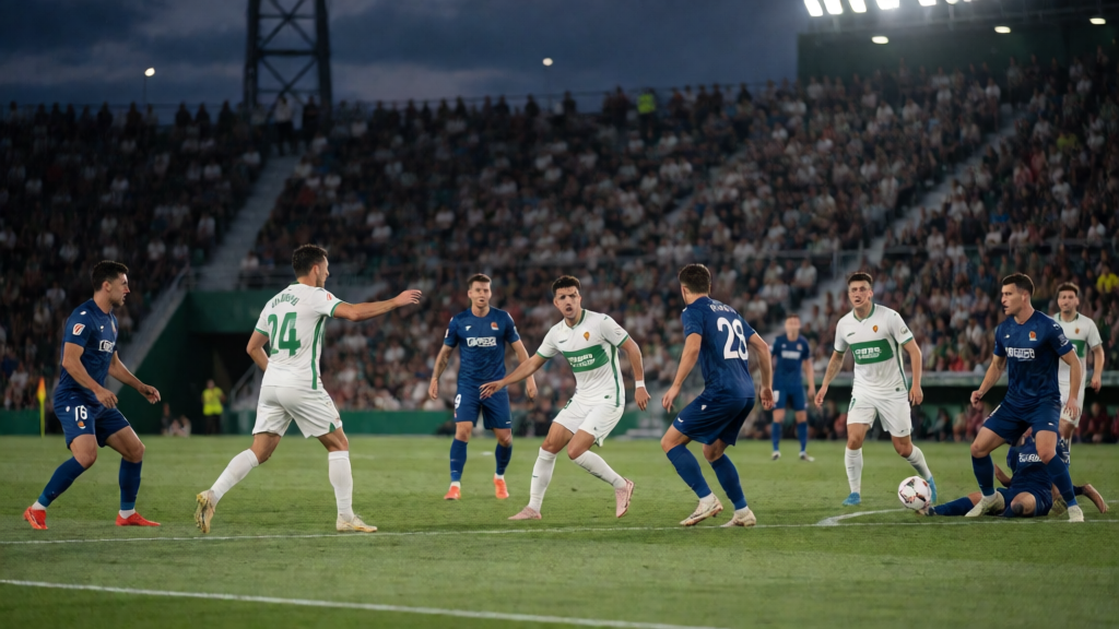 Elche ve Real Sociedad futbolcuları La Liga maçında