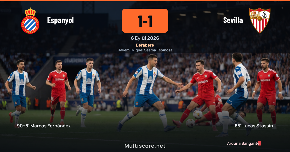 Espanyol ve Sevilla futbolcuları maç sırasında