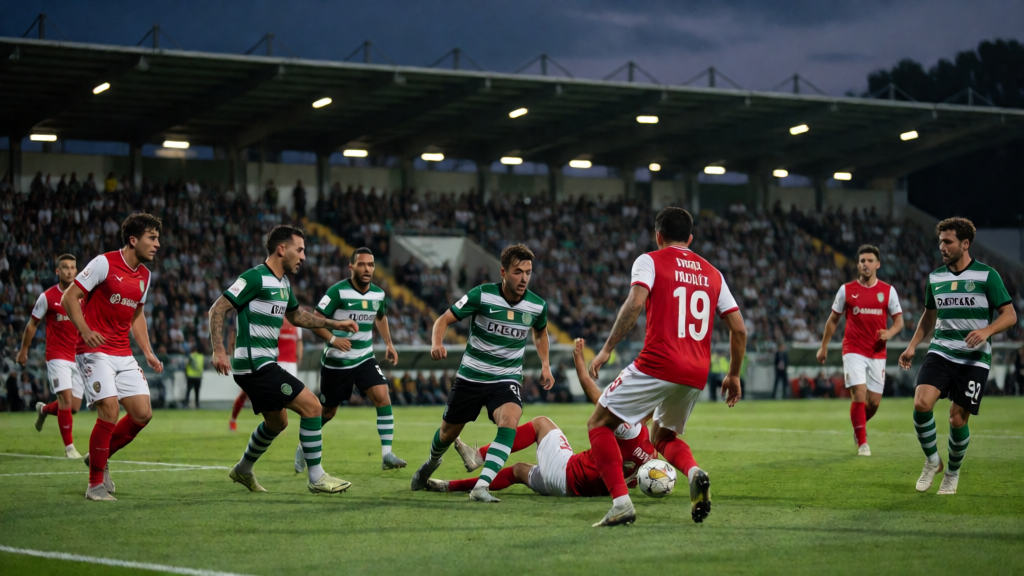 Estrela Amadora ve Sporting Braga futbolcuları maç öncesi sahadan görünüm
