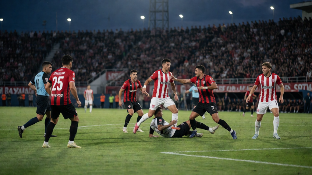 Estudiantes de Río Cuarto ve Sarmiento futbolcuları maç öncesi