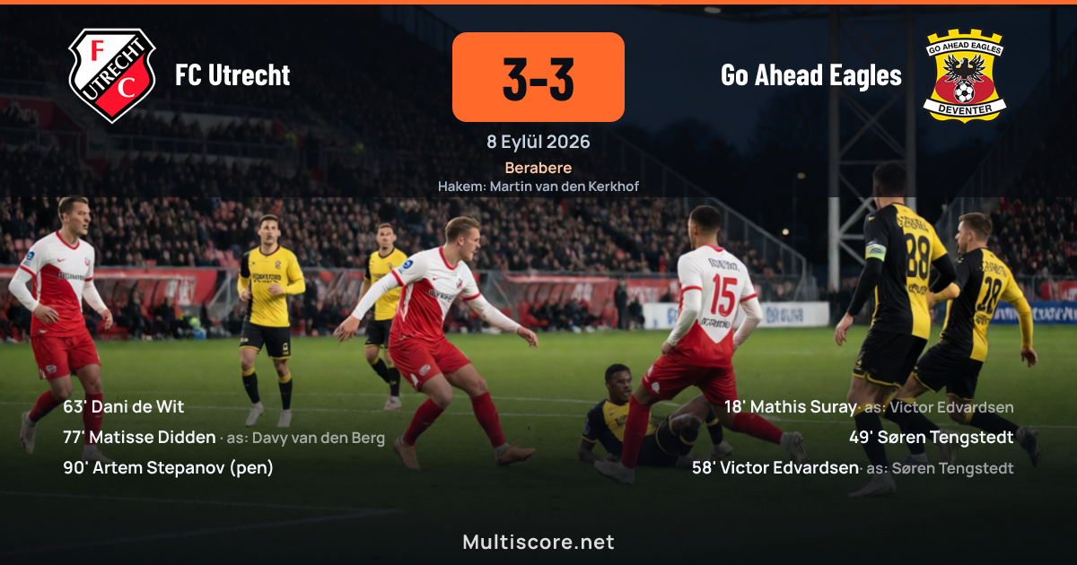 FC Utrecht ve Go Ahead Eagles oyuncuları mücadele anında