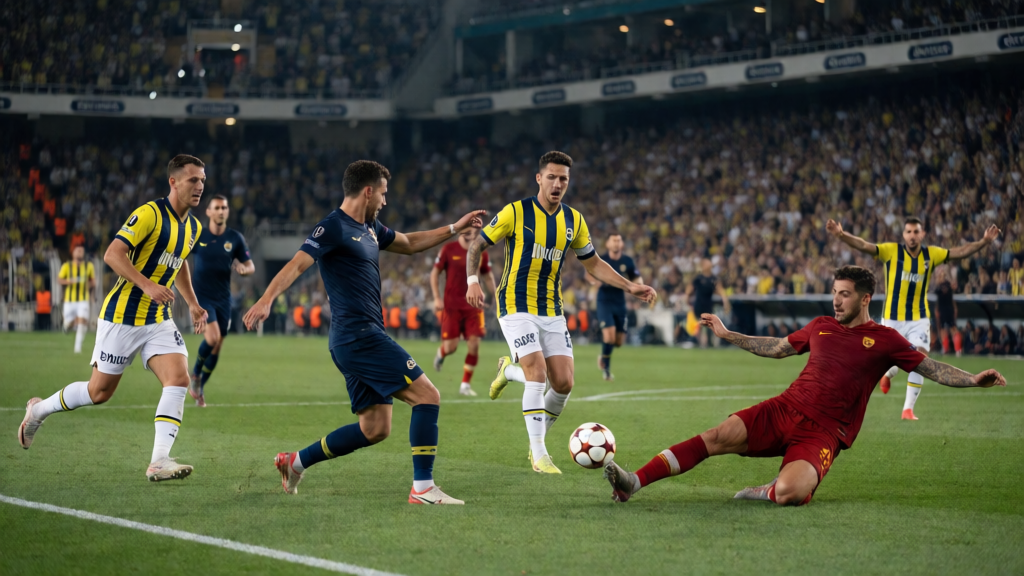 Fenerbahçe ve Roma futbolcuları Şampiyonlar Ligi maçında