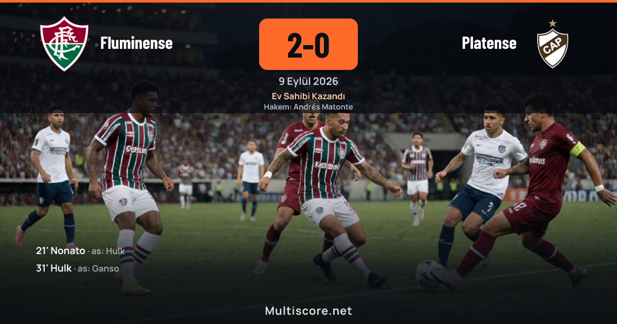 Fluminense ve Platense futbolcuları Copa Libertadores maçında mücadele ederken