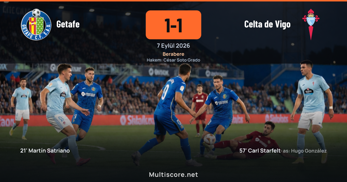 Getafe ve Celta Vigo futbolcuları mücadele anında