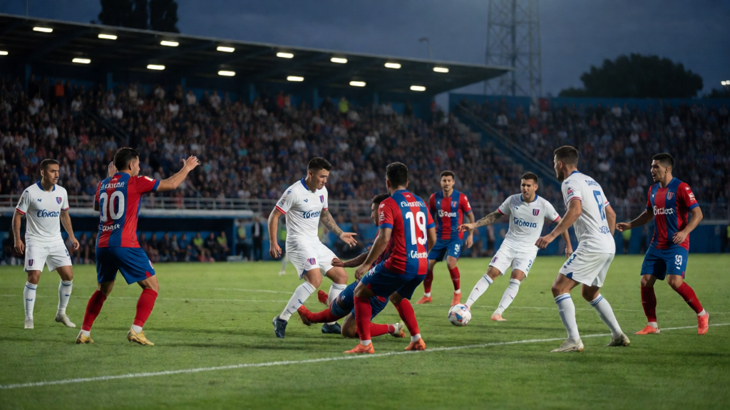 Gimnasia La Plata ve Tigre futbolcuları maç öncesi sahada