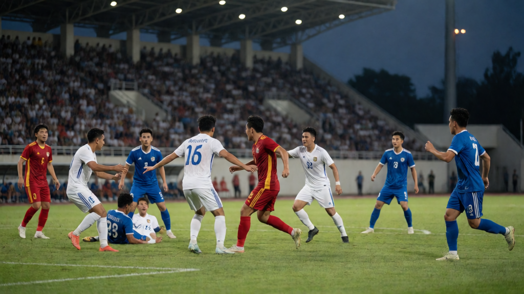 Hải Phòng ile Ninh Bình arasındaki V-League maçı öncesi görsel