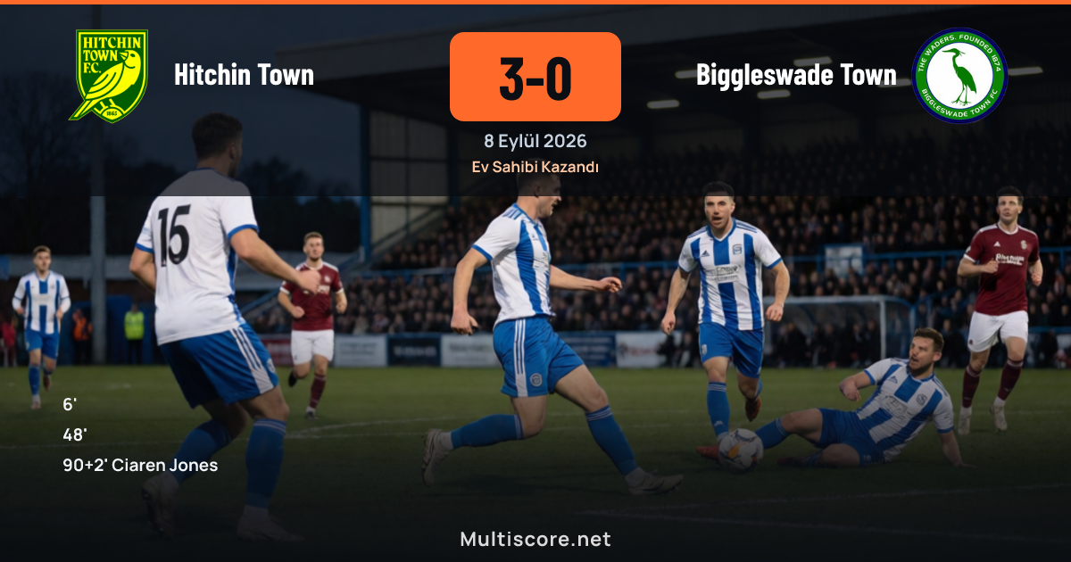 Hitchin Town ve Biggleswade Town arasında oynanan FA Cup maçından bir görüntü
