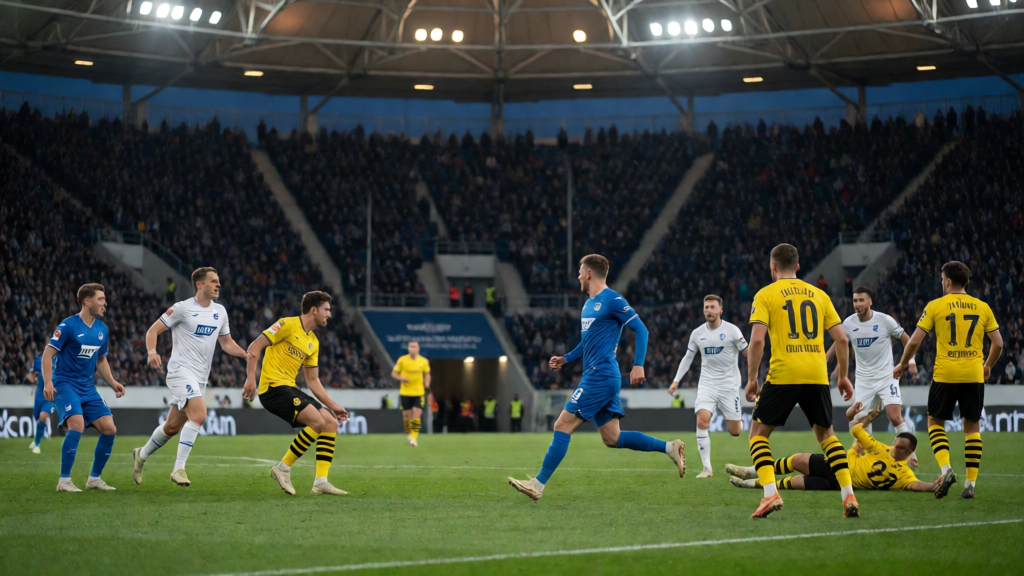 TSG Hoffenheim ve Borussia Dortmund futbolcuları maç öncesi sahada
