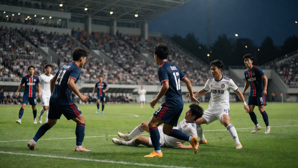Incheon United ve Bucheon 1995 futbolcuları maç öncesi sahada