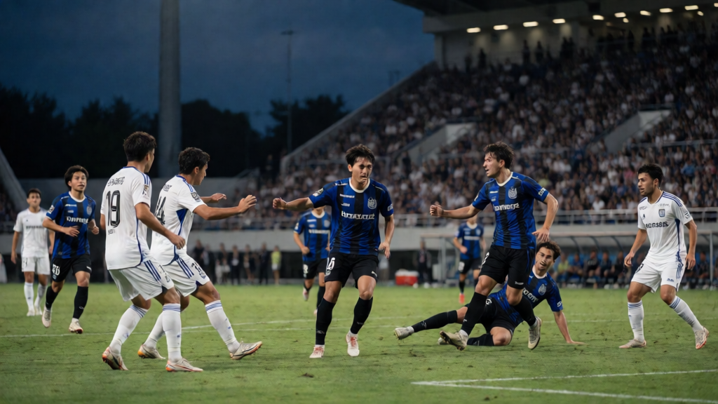 JEF United ile Gamba Osaka arasındaki J1 League maçı öncesi stadyum görünümü