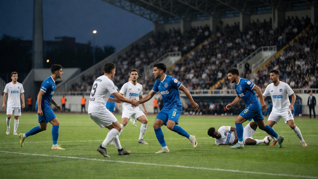 Kasımpaşa U19 ve Amed U19 futbolcuları maç öncesi ısınırken