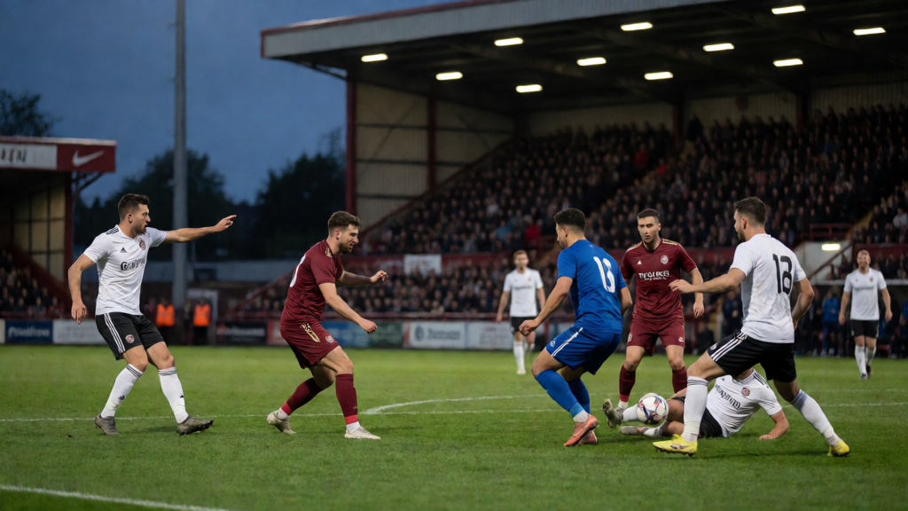 Knowle FC ve Worcester City futbolcuları FA Cup maçında