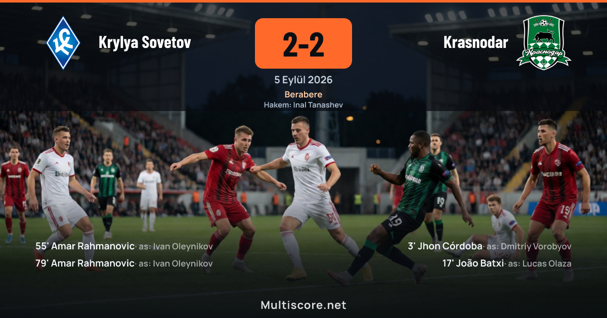 Krylya Sovetov ile Krasnodar arasındaki Premier League maçından bir görüntü