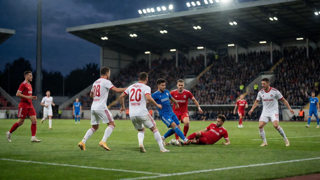Krylya Sovetov ve Rodina Moskva futbolcuları maç öncesi sahada