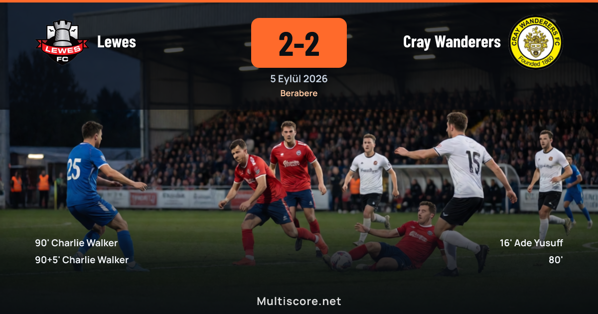 Lewes ve Cray Wanderers oyuncuları FA Cup maçında mücadele ederken