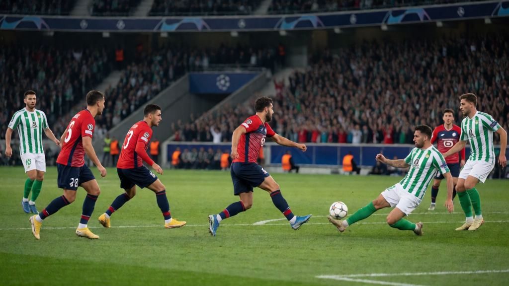 Lille ve Real Betis futbolcuları Şampiyonlar Ligi maçında