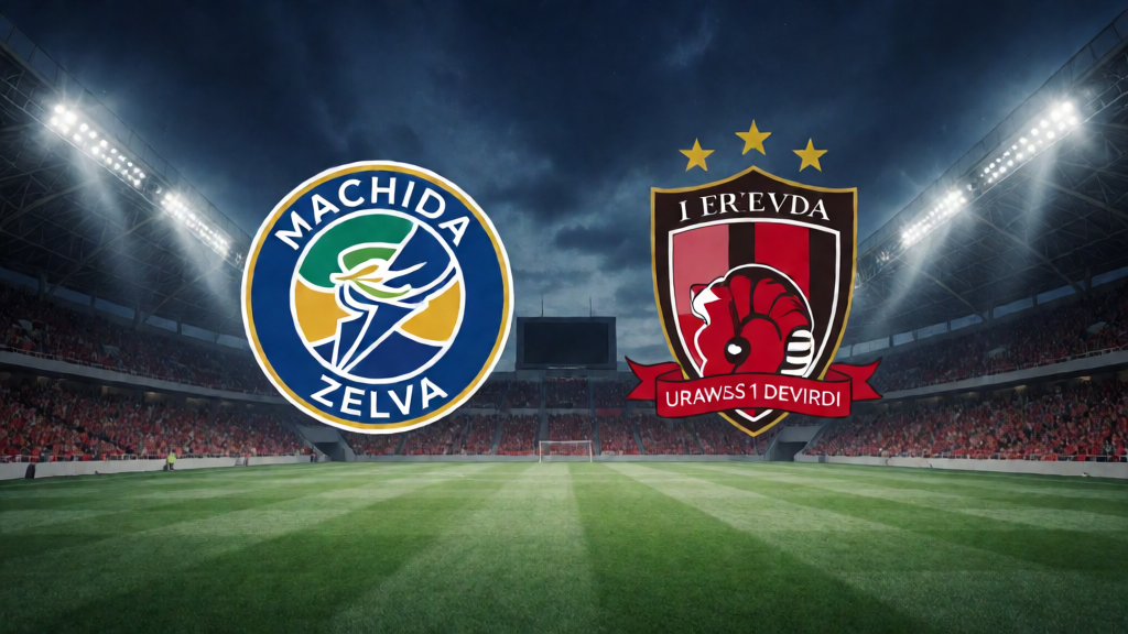 Machida Zelvia ve Urawa Reds oyuncuları J1 League maçında mücadele ediyor