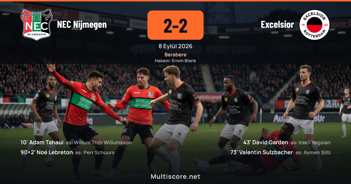 NEC Nijmegen ve Excelsior futbolcuları maç sırasında
