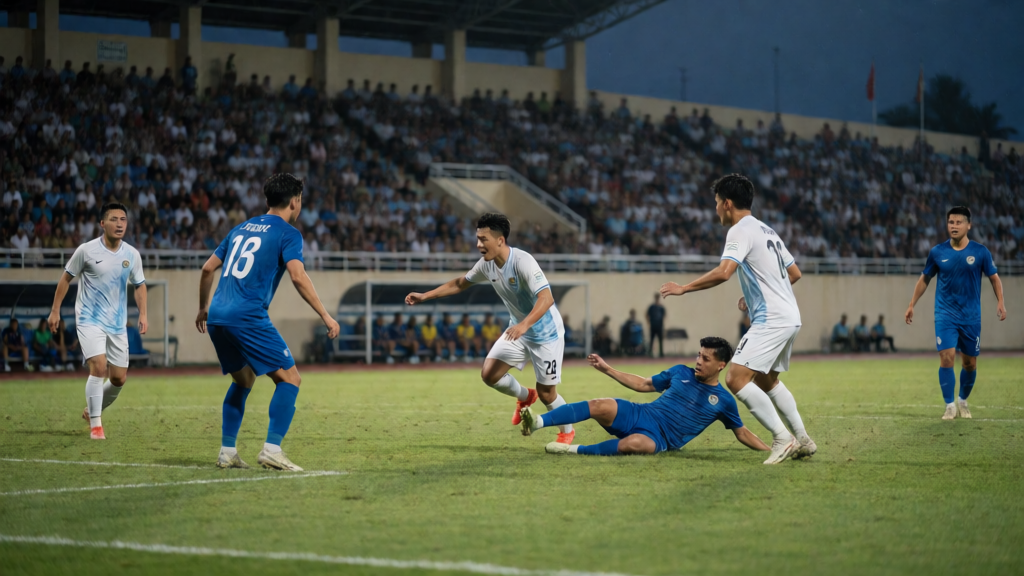 Ninh Bình ve Đông Á Thanh Hoá futbolcuları maç önü