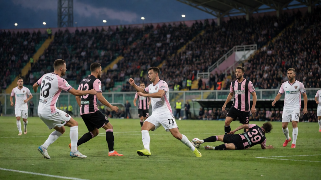Palermo ve Mantova takımlarının Coppa Italia karşılaşması öncesi saha görünümü