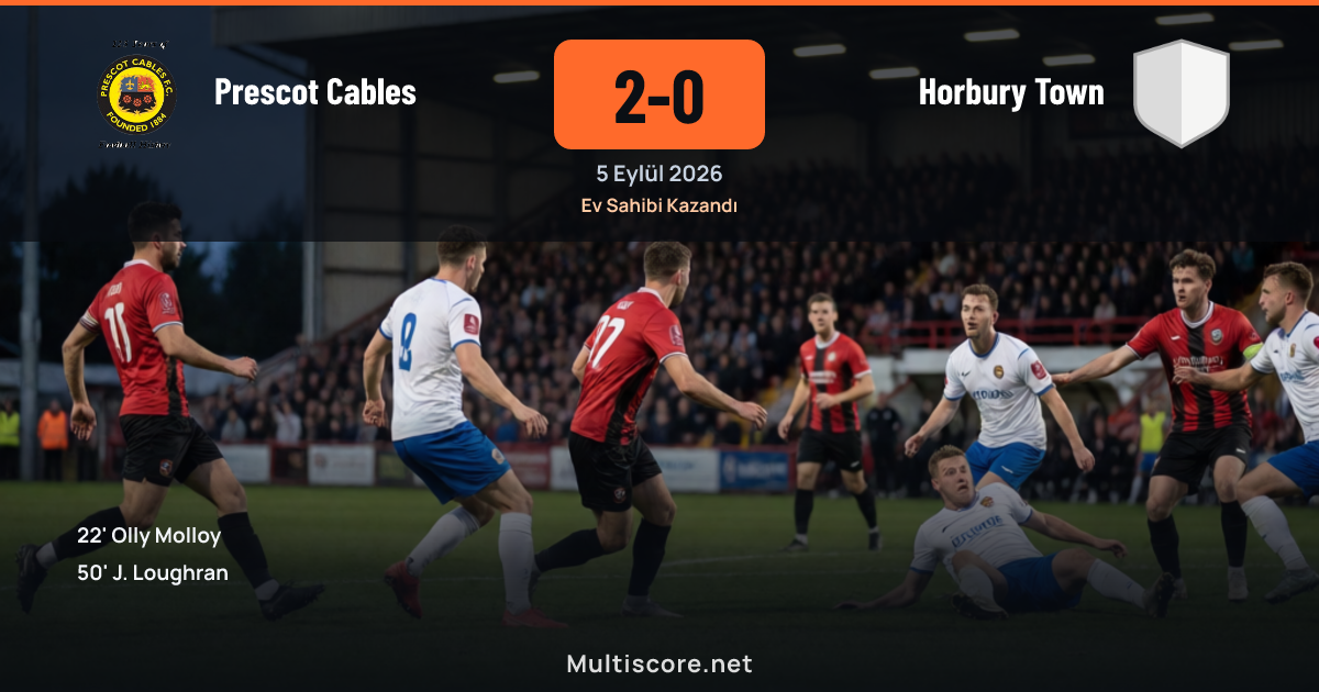 Prescot Cables ve Horbury Town arasındaki FA Cup maçından bir kare