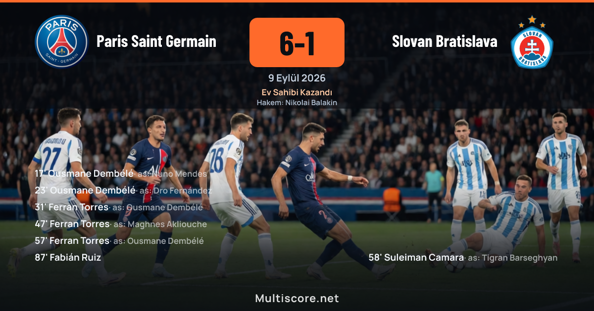 Paris Saint Germain - Slovan Bratislava maçından bir görüntü