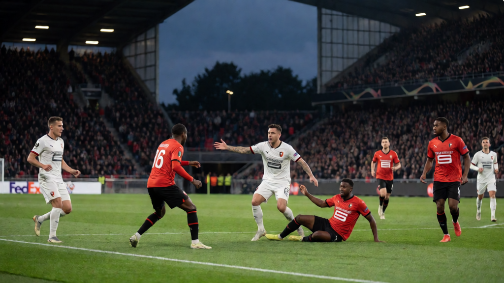 Rennes ve Olympique Marseille futbolcuları maç öncesi ısınma