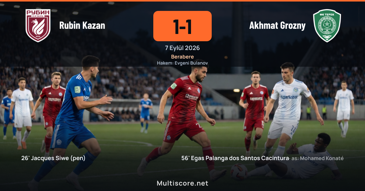 Rubin Kazan ve Akhmat Grozny futbolcuları mücadele sırasında