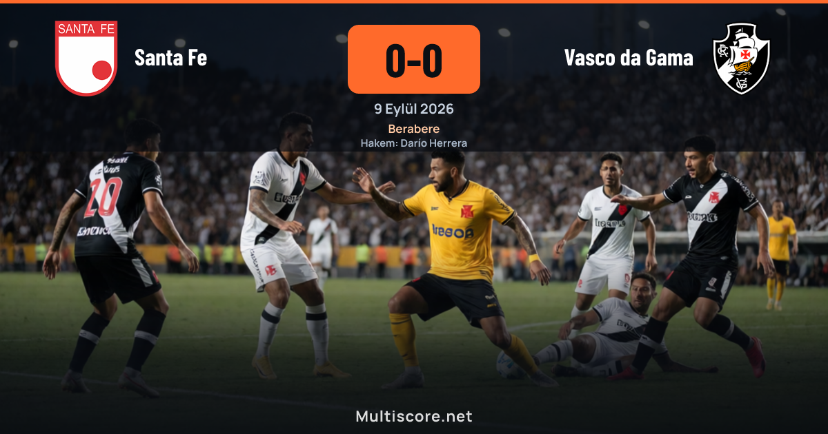 Santa Fe ve Vasco da Gama futbolcuları Copa Sudamericana maçında mücadele ediyor
