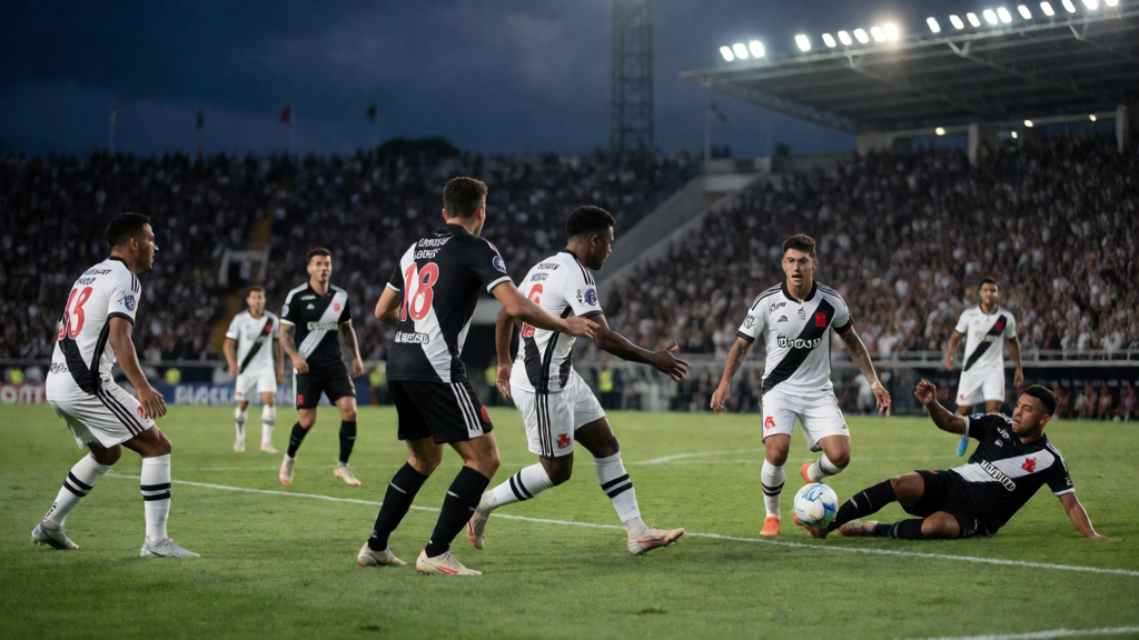 Santa Fe ve Vasco da Gama futbolcuları Copa Sudamericana maçında