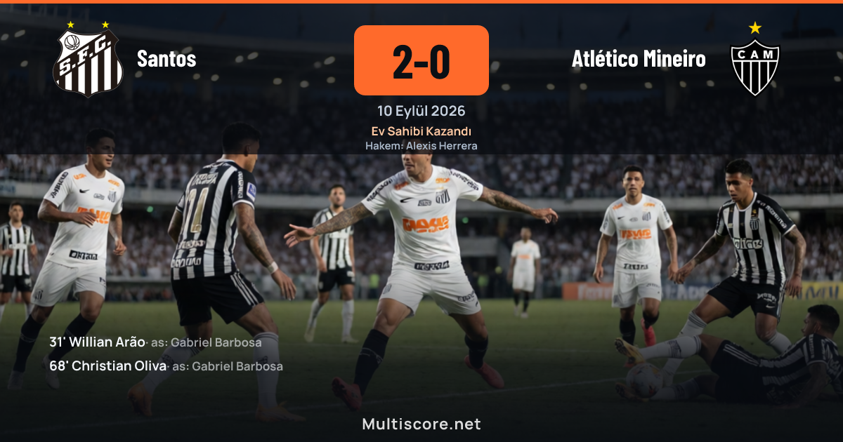 Santos ve Atlético Mineiro futbolcuları maç sırasında