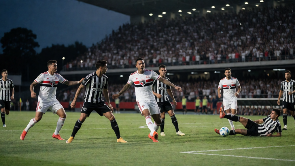 São Paulo ve Atlético Mineiro futbolcuları Serie A maçında mücadele ediyor