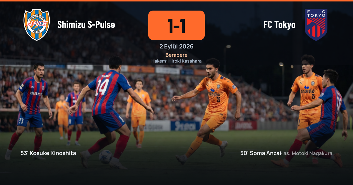 Shimizu S-Pulse ve FC Tokyo oyuncuları J1 League maçında mücadele ederken