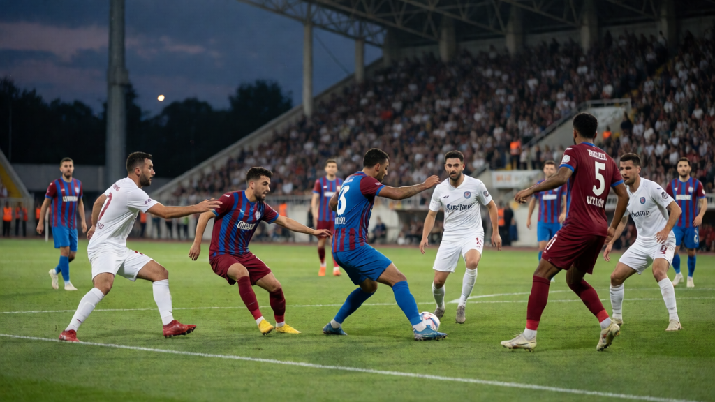 Somaspor ve 68 Aksaray Belediyespor futbolcuları maç öncesi saha ortasında